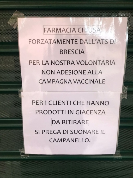 Chiusa l’unica farmacia di Milzano: non ha aderito alla campagna vaccinale antiCovid