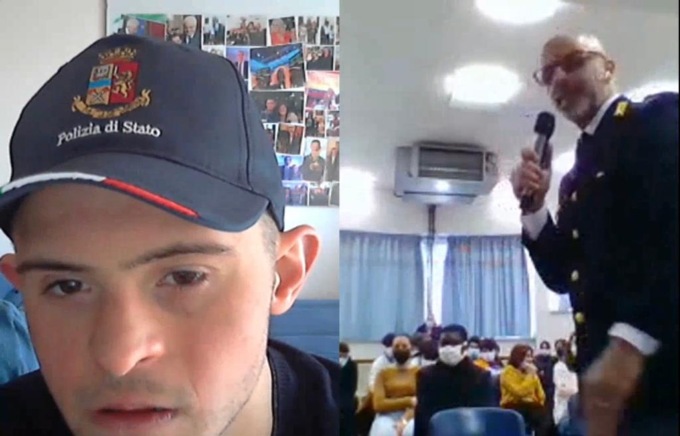 Valerio, poliziotto ad honorem sale in cattedra contro il bullismo insieme alla Polizia di Stato