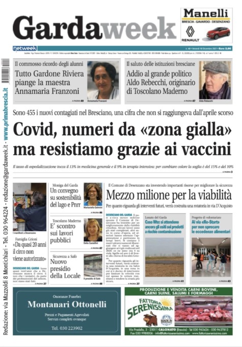 Gardaweek è in edicola. La prima pagina versione bresciana