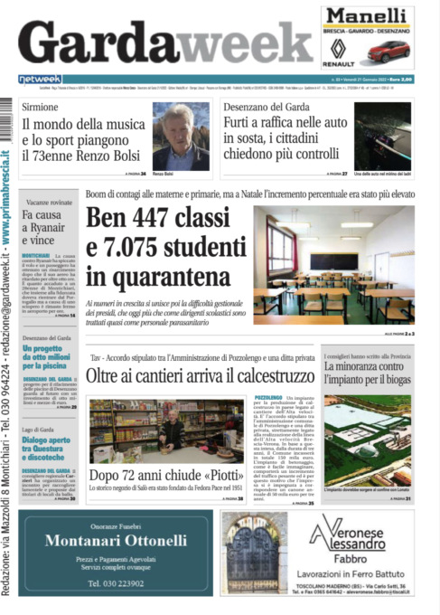 Gardaweek è in edicola. La prima pagina versione bresciana