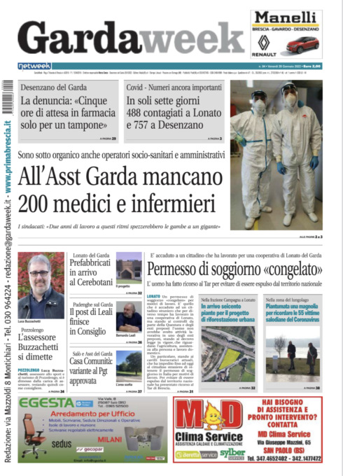 Gardaweek è in edicola. La prima pagina versione bresciana