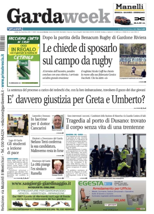 Gardaweek è in edicola. La prima pagina versione bresciana