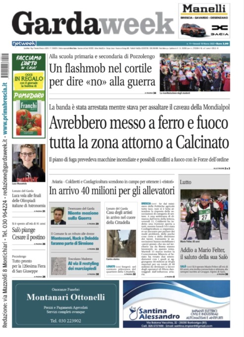 Gardaweek è in edicola. La prima pagina versione bresciana