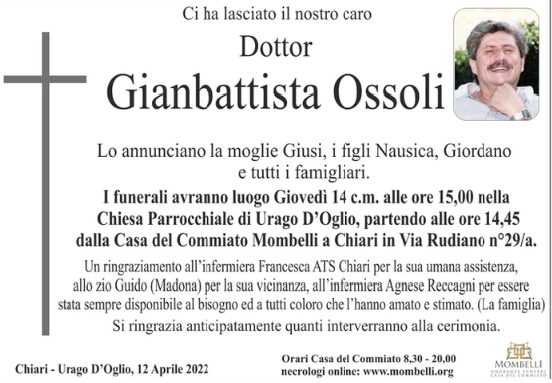 Addio a Giambattista Ossoli, Urago d’Oglio piange il “suo” dottore