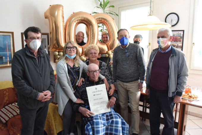 Guido Boldrin soffia 100 candeline, Brescia lo festeggia