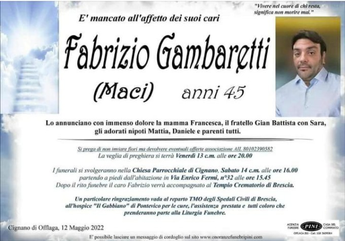 Cignano sconvolta per la scomparsa del “Maci”