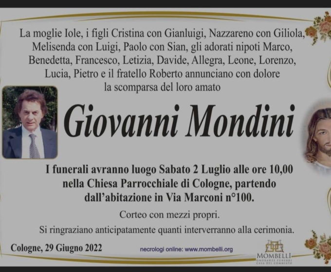 Addio a Gianni Mondini, ex sindaco e fondatore della Mondini spa