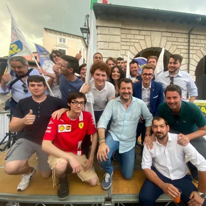 Matteo Salvini in piazza con la Lega per la candidatura di Guido Malinverno
