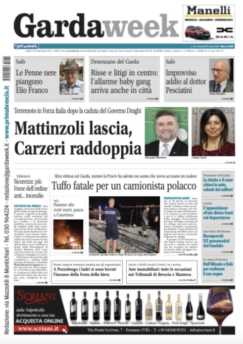 Gardaweek è in edicola. La prima pagina versione bresciana