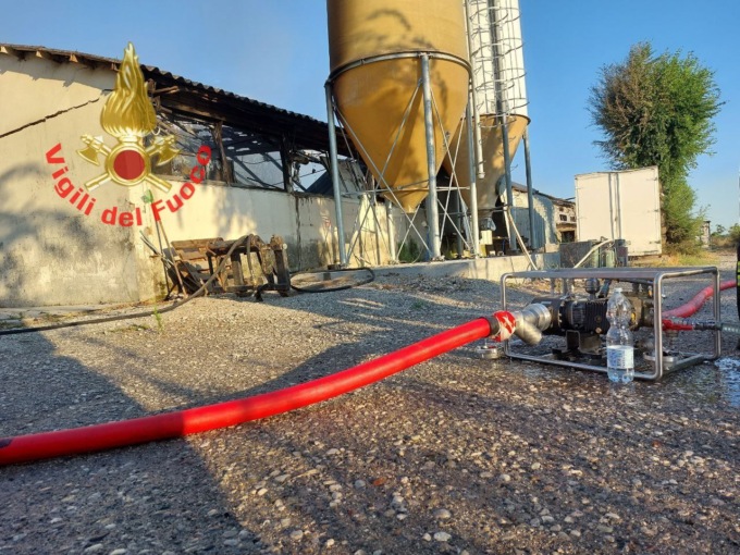 Incendio capannone di allevamento a Lonato del Garda, l’intervento dei Vigili del Fuoco