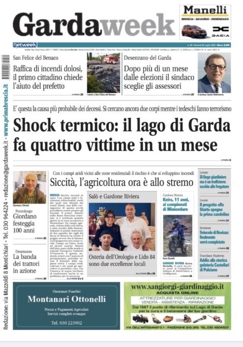 Gardaweek è in edicola. La prima pagina versione bresciana