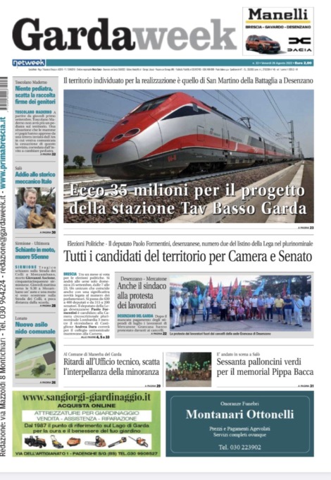 Gardaweek è in edicola. La prima pagina versione bresciana