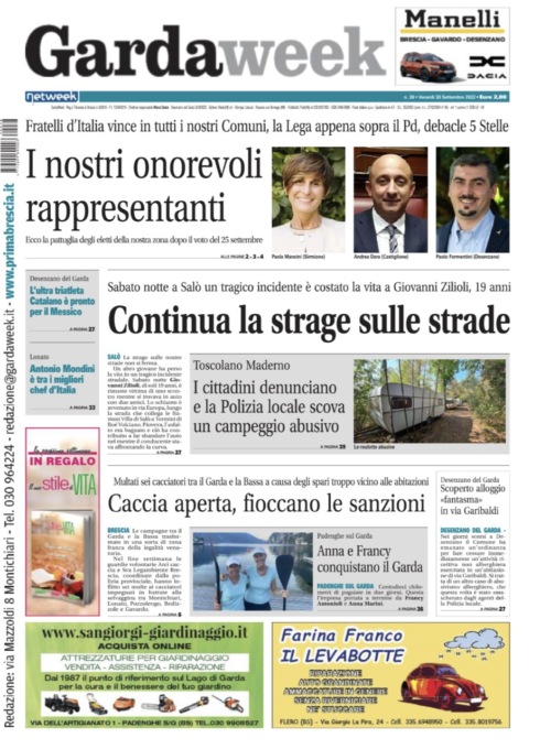 Gardaweek è in edicola. La prima pagina versione bresciana