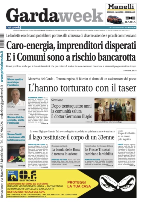 Gardaweek è in edicola. La prima pagina versione bresciana