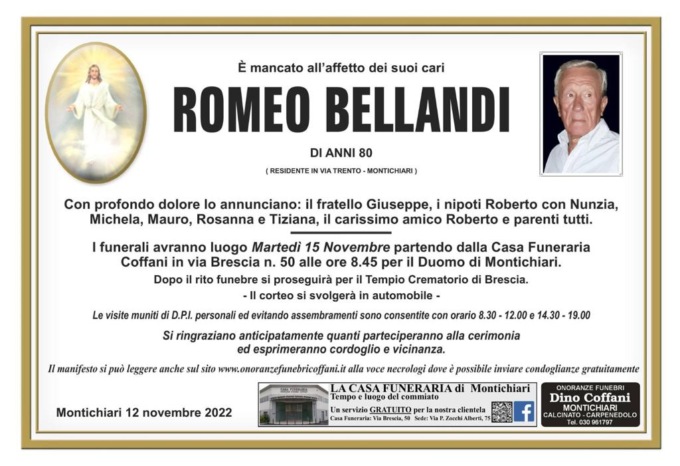Il mondo dello sport monteclarense piange Romeo Bellandi