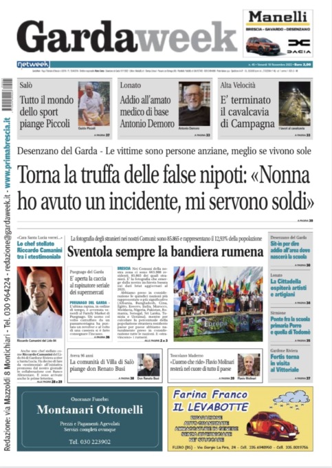 Gardaweek è in edicola. La prima pagina versione bresciana