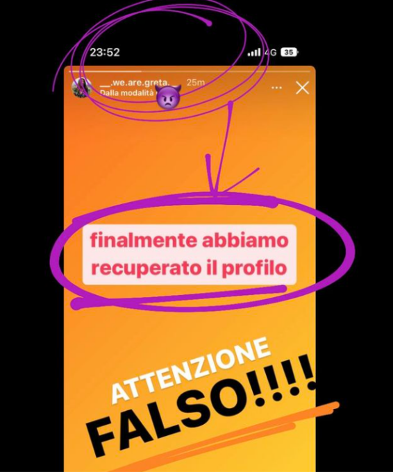 La pagina Instagram dedicata a Greta Nedrotti ancora sotto attacco hacker