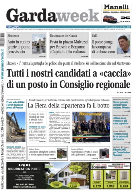 Gardaweek è in edicola. La prima pagina versione bresciana
