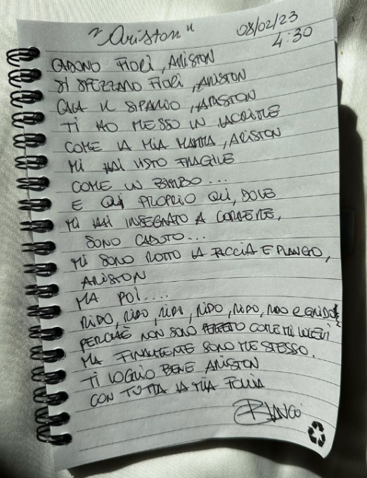 Blanco e la poesia di scuse all’Ariston