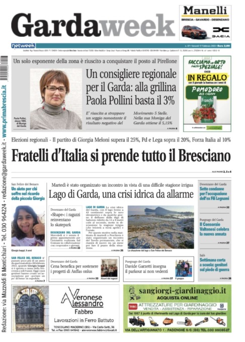 Gardaweek è in edicola. La prima pagina versione bresciana