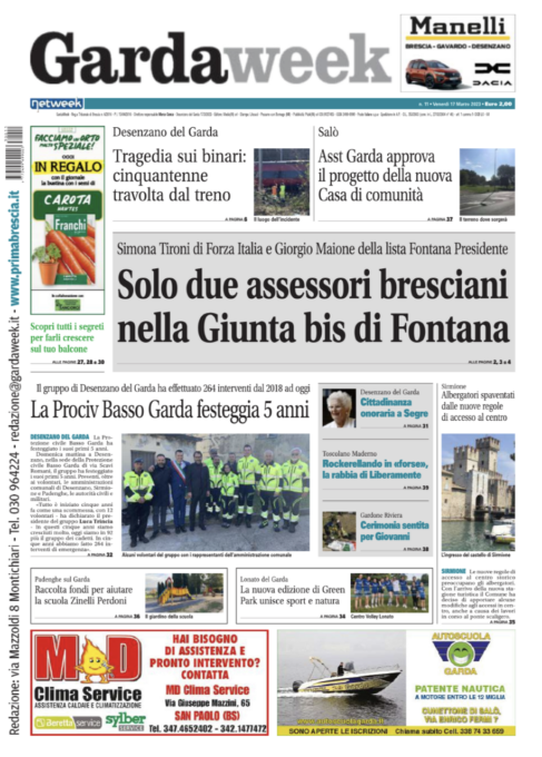 Gardaweek è in edicola. La prima pagina versione bresciana