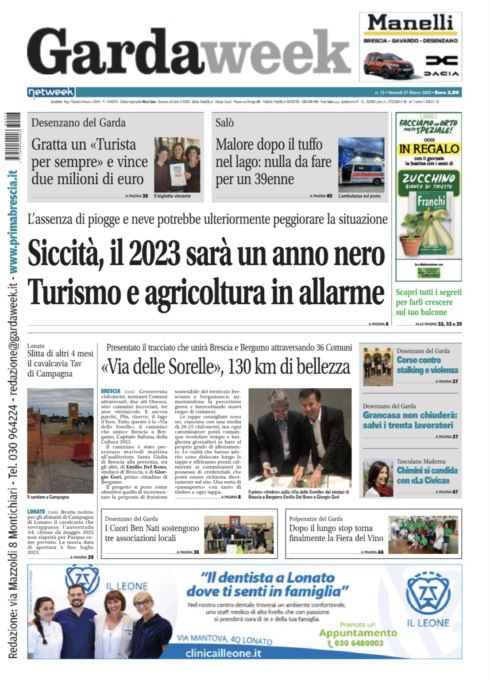 Gardaweek è in edicola. La prima pagina versione bresciana