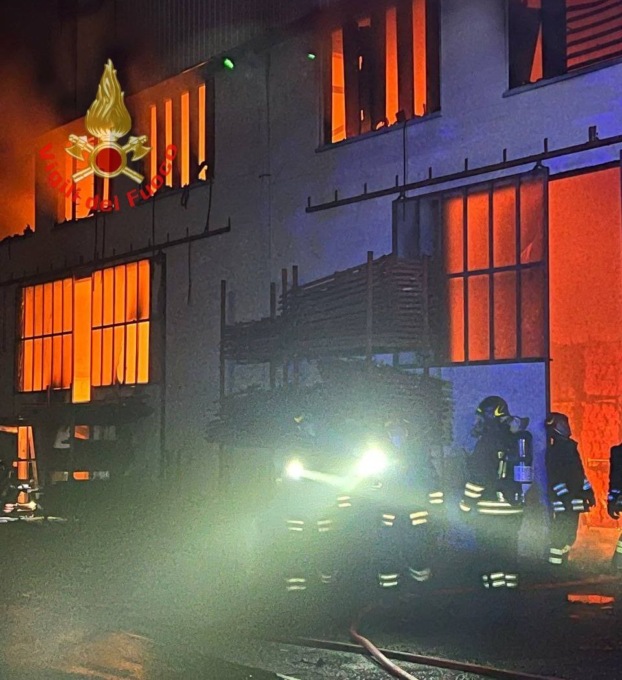 Incendio fabbrica Nolli a Carpenedolo