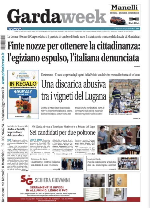Gardaweek è in edicola. La prima pagina versione bresciana