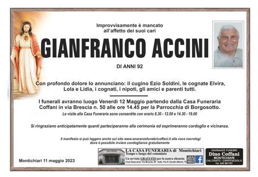 Montichiari: Gianfranco Accini ha tagliato l’ultimo traguardo