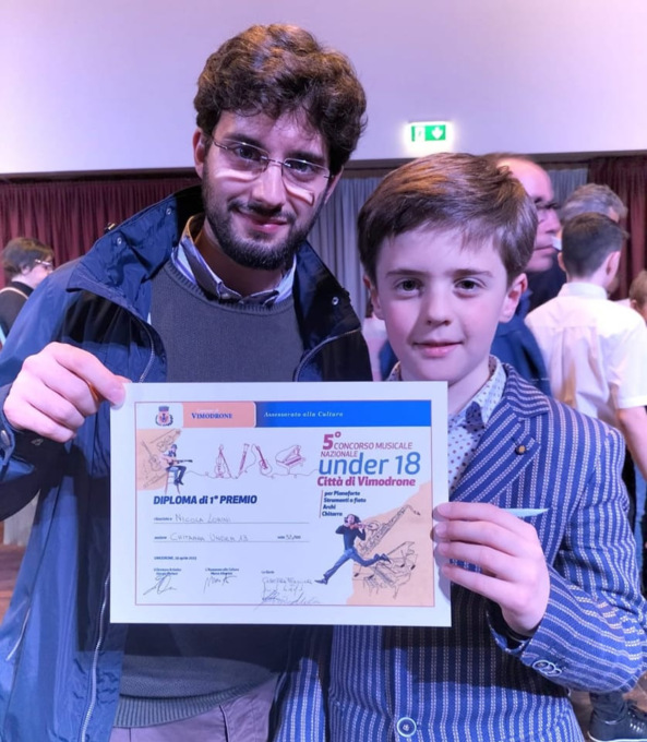 Il talento del piccolo Nicola Lorini brilla al concorso musicale Città di Vimodrone