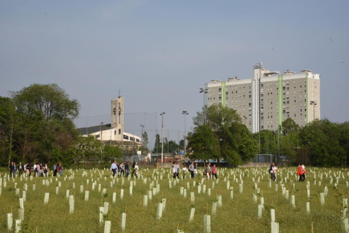 Taglio del nastro per il boschetto dei nuovi nati e delle nuove nate