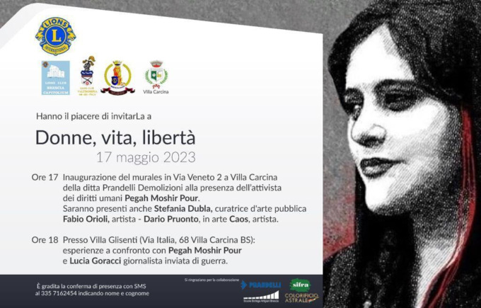 Un murale sulla drammatica situazione del regime iraniano, taglio del nastro a Villa Carcina