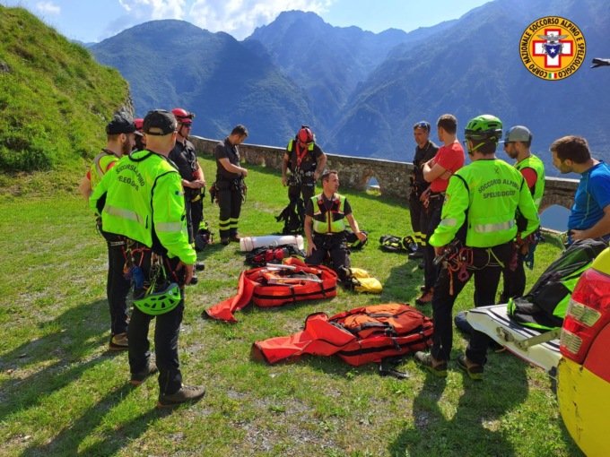 Cnsas: esercitazione sulla Rocca d’Anfo…con un vero infortunio