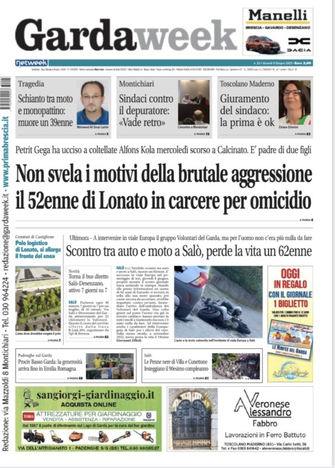 Gardaweek è in edicola. La prima pagina versione bresciana