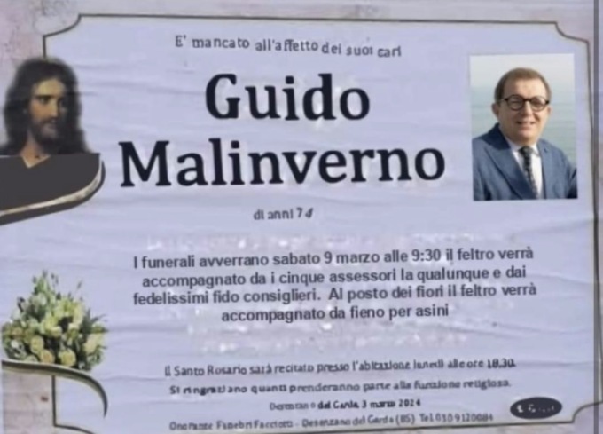 Falso manifesto funebre, solidarietà per il sindaco