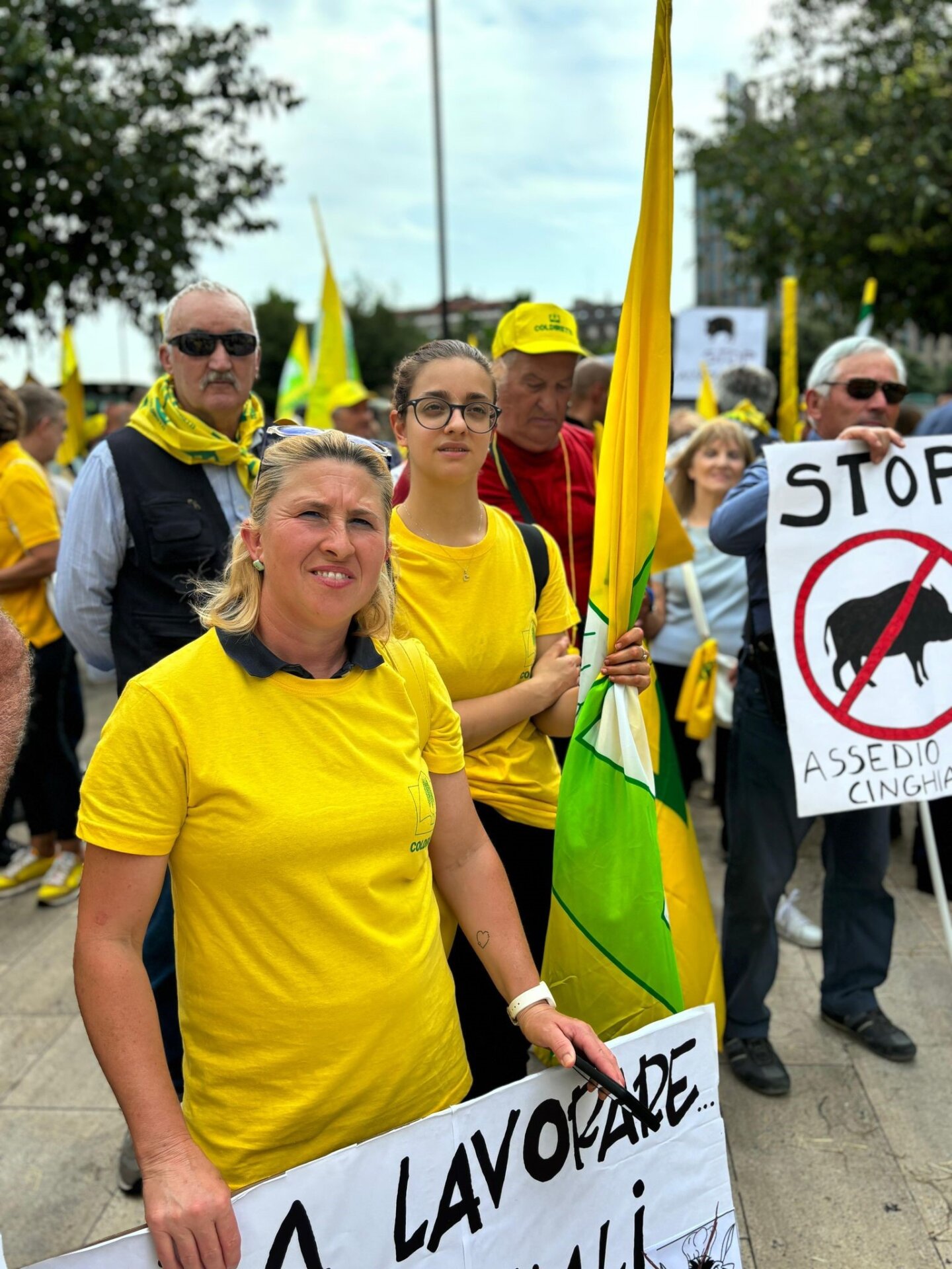 imprenditrici agricole bresciane alla protesta contro i cinghiali a Milano