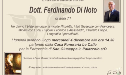 Addio a Ferdinando Di Noto, storico medico di famiglia e volontario dei Pensionati di Palazzolo sull'Oglio