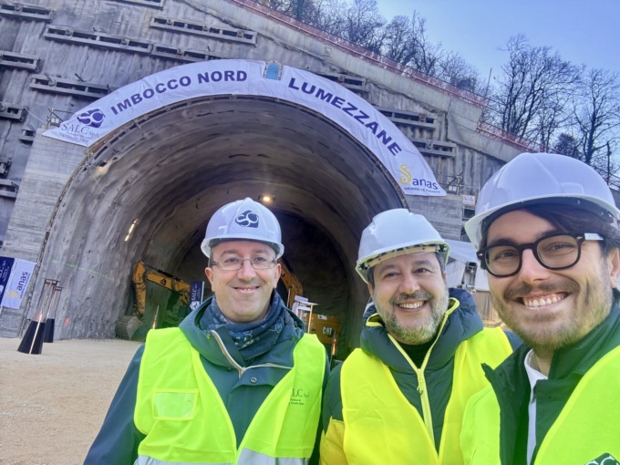 Autostrada della Valtrompia: Matteo Salvini in visita ai cantieri