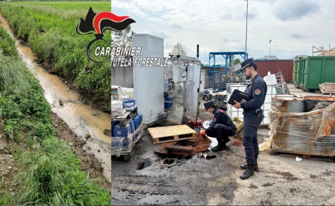 Sversava rifiuti liquidi nel fiume, scoperto dai Carabinieri forestali: scatta la denuncia