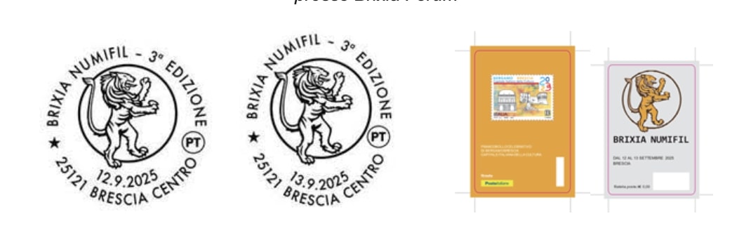 Brixia Numifil: Poste Italiane presente con due speciali annulli filatelici