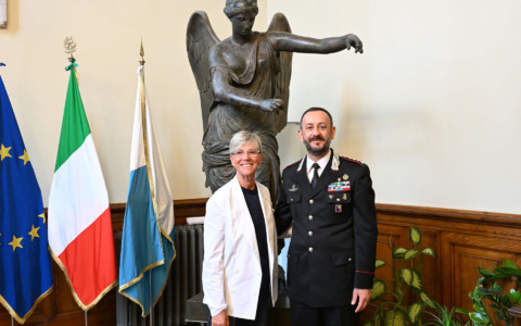 Palazzo Loggia: la sindaca Castelletti saluta il comandante provinciale dei Carabinieri Fragalà