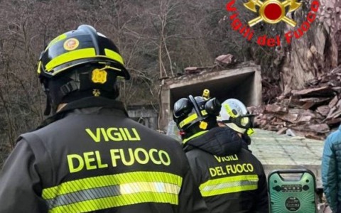 Frana a Pisogne: l’intervento dei Vigili del Fuoco