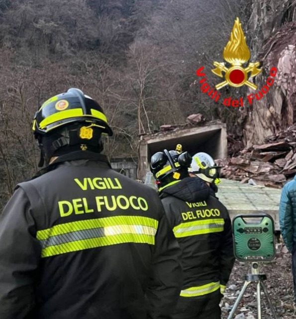 Frana a Pisogne: l’intervento dei Vigili del Fuoco