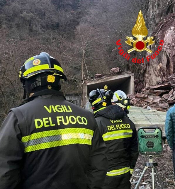 Frana a Pisogne: l’intervento dei Vigili del Fuoco