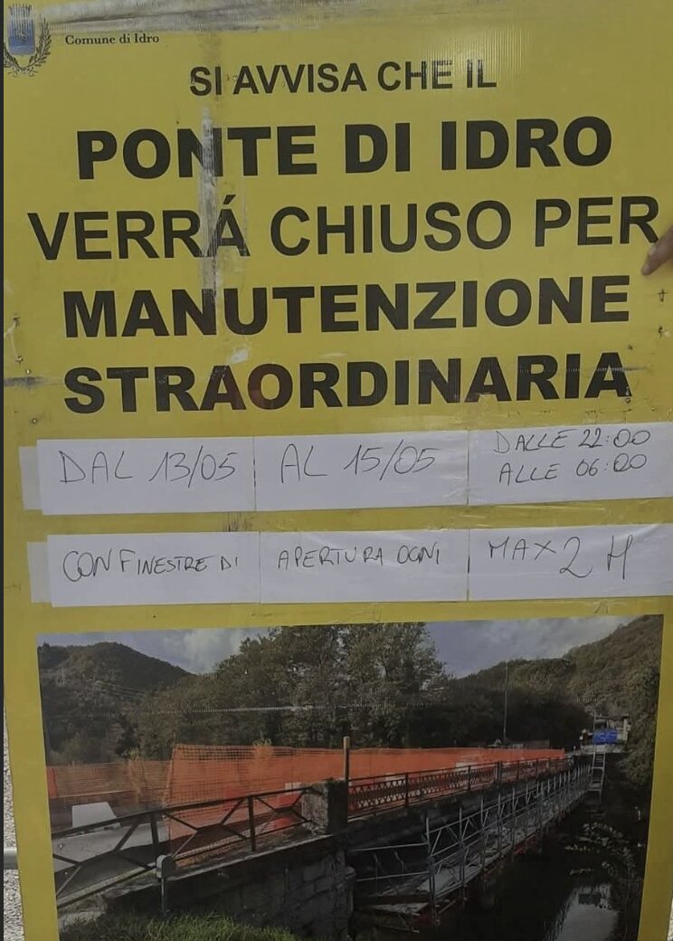 Ponte di Idro chiuso temporaneamente per lavori