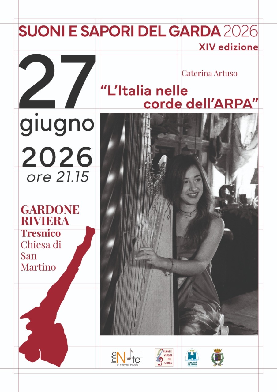 Suoni e Sapori del Garda: sabato appuntamento a Gardone Riviera con “L’Italia nelle corde dell’arpa”