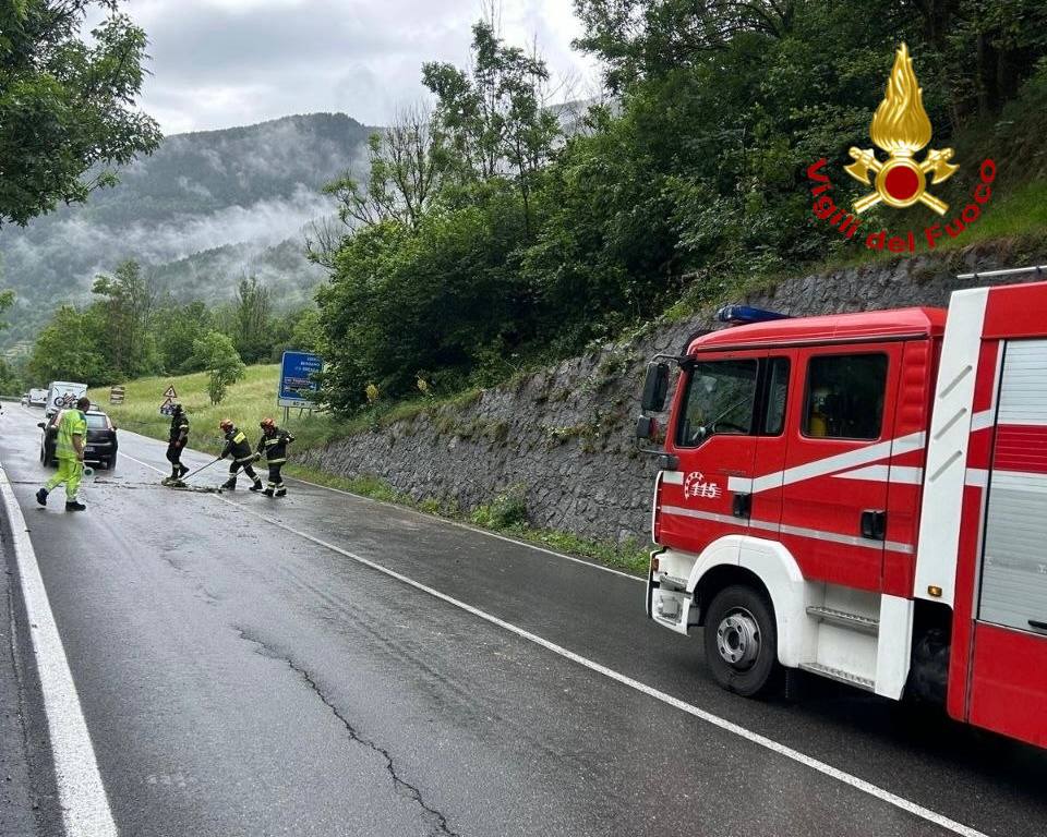 Vezza d’Oglio: albero cade sulla sede stradale, l’intervento dei Vigili del Fuoco