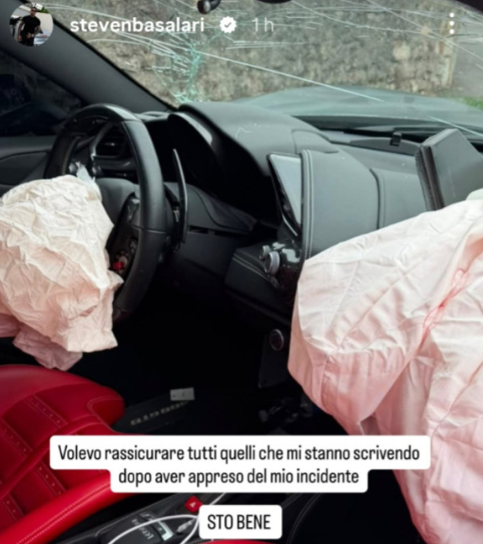 Incidente Steven Basalari, sui social: “Volevo rassicurare tutti, sto bene”