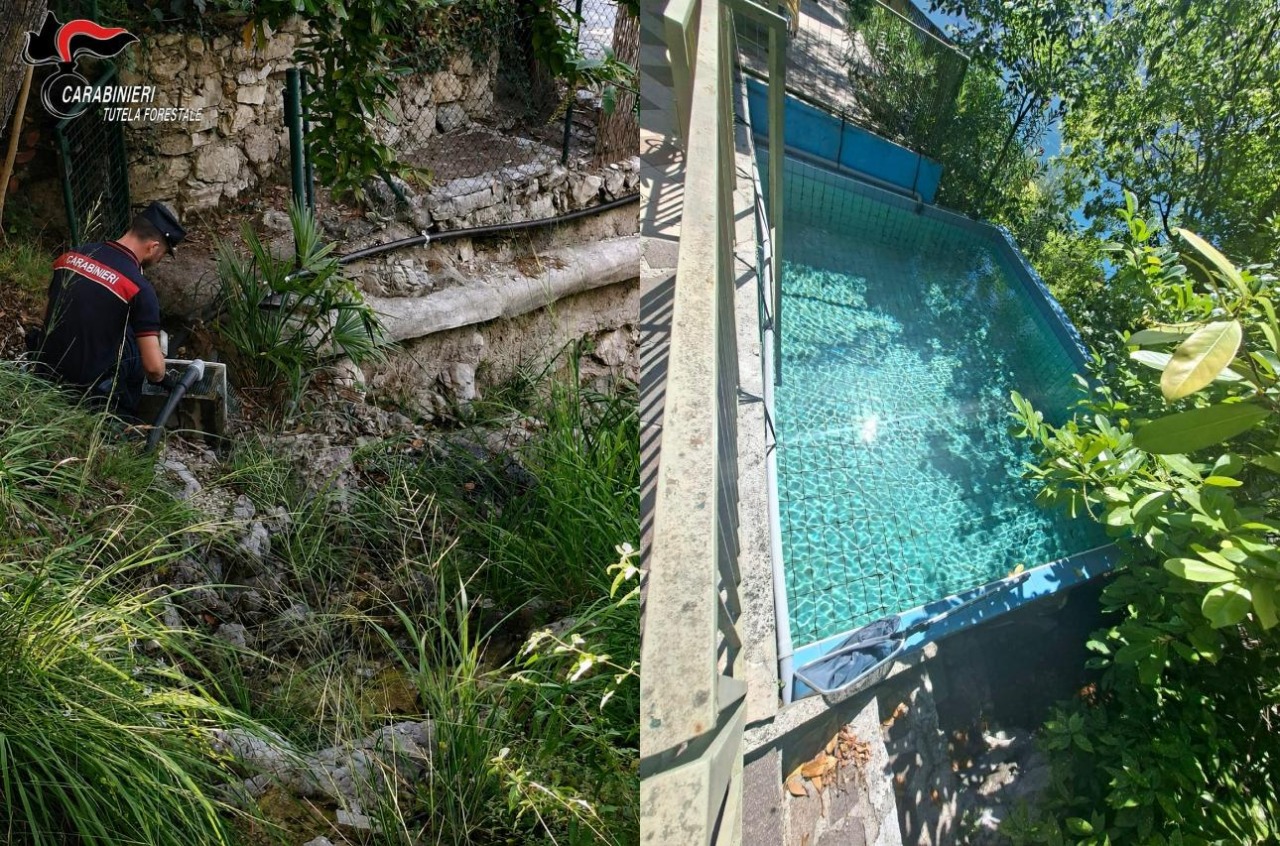 Prelievo d’acqua abusivo per alimentare una piscina, scoperti dai Carabinieri forestali