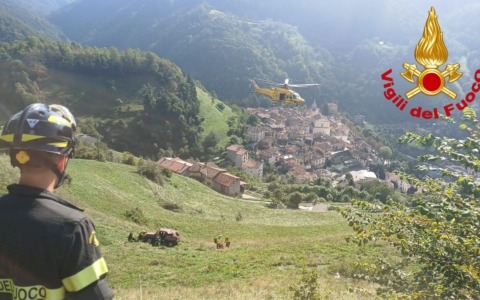 Auto si ribalta a Bovegno, arriva l’elisoccorso